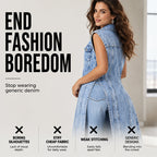 🎉 LIMITED TIME 50% OFF! 🧥 Women Sleeveless High Slit Denim Vest Dress – Patchwork Longline Jean Waistcoat ✨