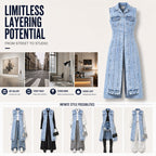 🎉 LIMITED TIME 50% OFF! 🧥 Women Sleeveless High Slit Denim Vest Dress – Patchwork Longline Jean Waistcoat ✨