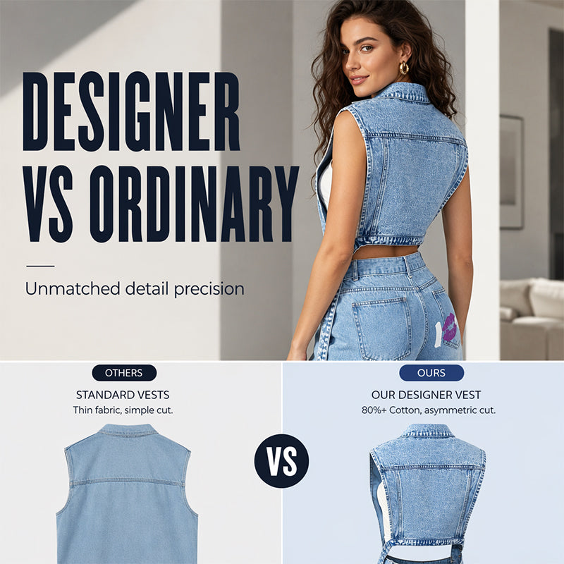 🎉 LIMITED TIME 50% OFF! 🧥 Women Sleeveless High Slit Denim Vest Dress – Patchwork Longline Jean Waistcoat ✨