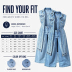 🎉 LIMITED TIME 50% OFF! 🧥 Women Sleeveless High Slit Denim Vest Dress – Patchwork Longline Jean Waistcoat ✨