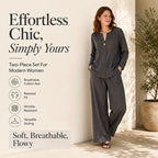 ⌛Limited-Time Offer-Women's Casual Shirt & Wide Leg Pants Set